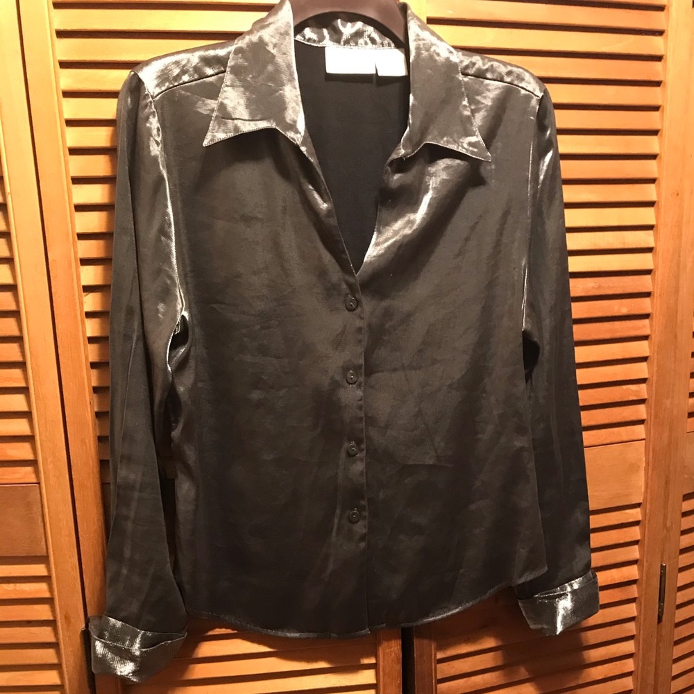 Vintage Christie & Jill Silver/Grey Metallic Blouse
